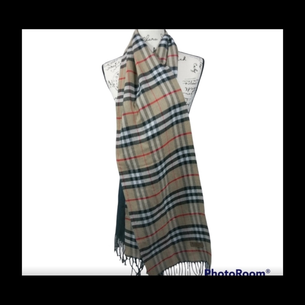 Burberry Fringe Bold Check Wide Scarf